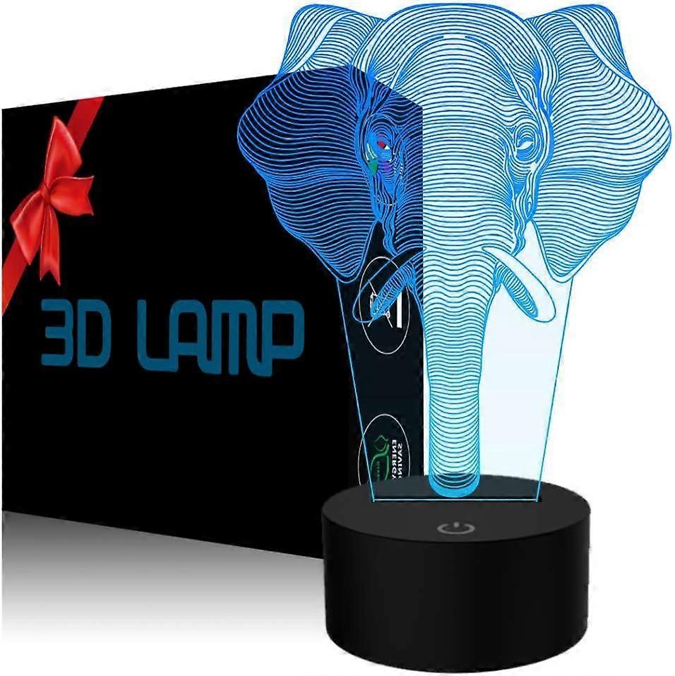 3d-elefanten-illusionslampe, Ykl World Led-nachtlicht Mit Berührungsschalter Und 7 Wechselnden Farben, Dekorative Schreibtischlampe