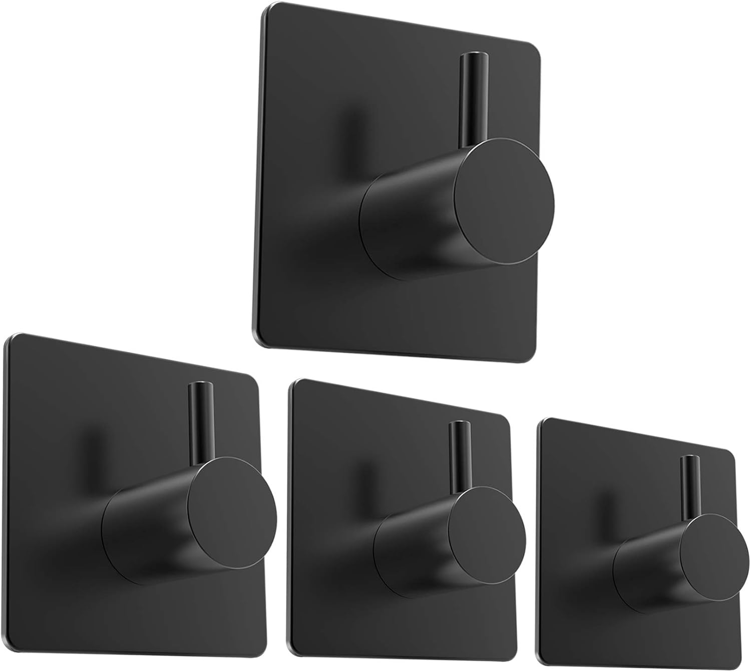 Selbstklebende Handtuchhaken (4er-set) Aus Edelstahl, Kein Bohren Erforderlich, Für Bad Und Küche, Schwarz.