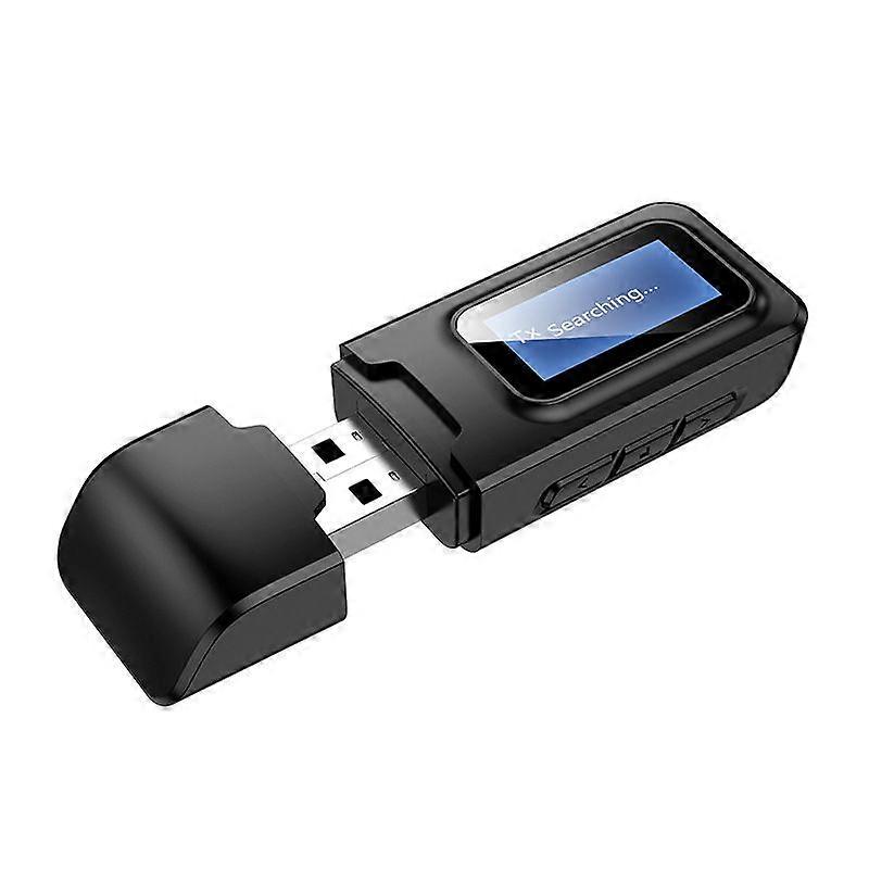 Kabelloser Bluetooth 5.0 Audio-transceiver-adapter Mit Edr, Lcd-bildschirm, 3,5-mm-aux-eingang Und Usb-anschluss Für Auto, Pc, Kopfhörer Und Fernseher.