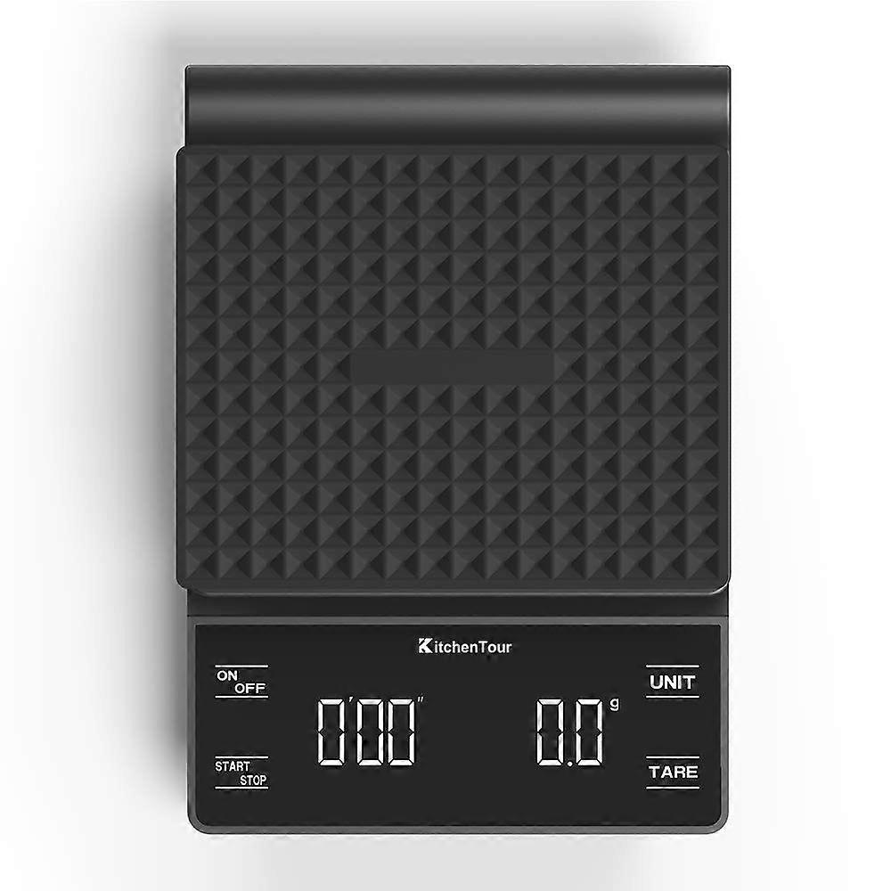 Kitchentour Kaffeewaage Mit Timer 3 Kg/0,1 G, Hohe Präzision, Für Filterkaffee Und Espresso, Mit Hintergrundbeleuchtetem Lcd-display (batterien Im Lieferumfang Enthalten).