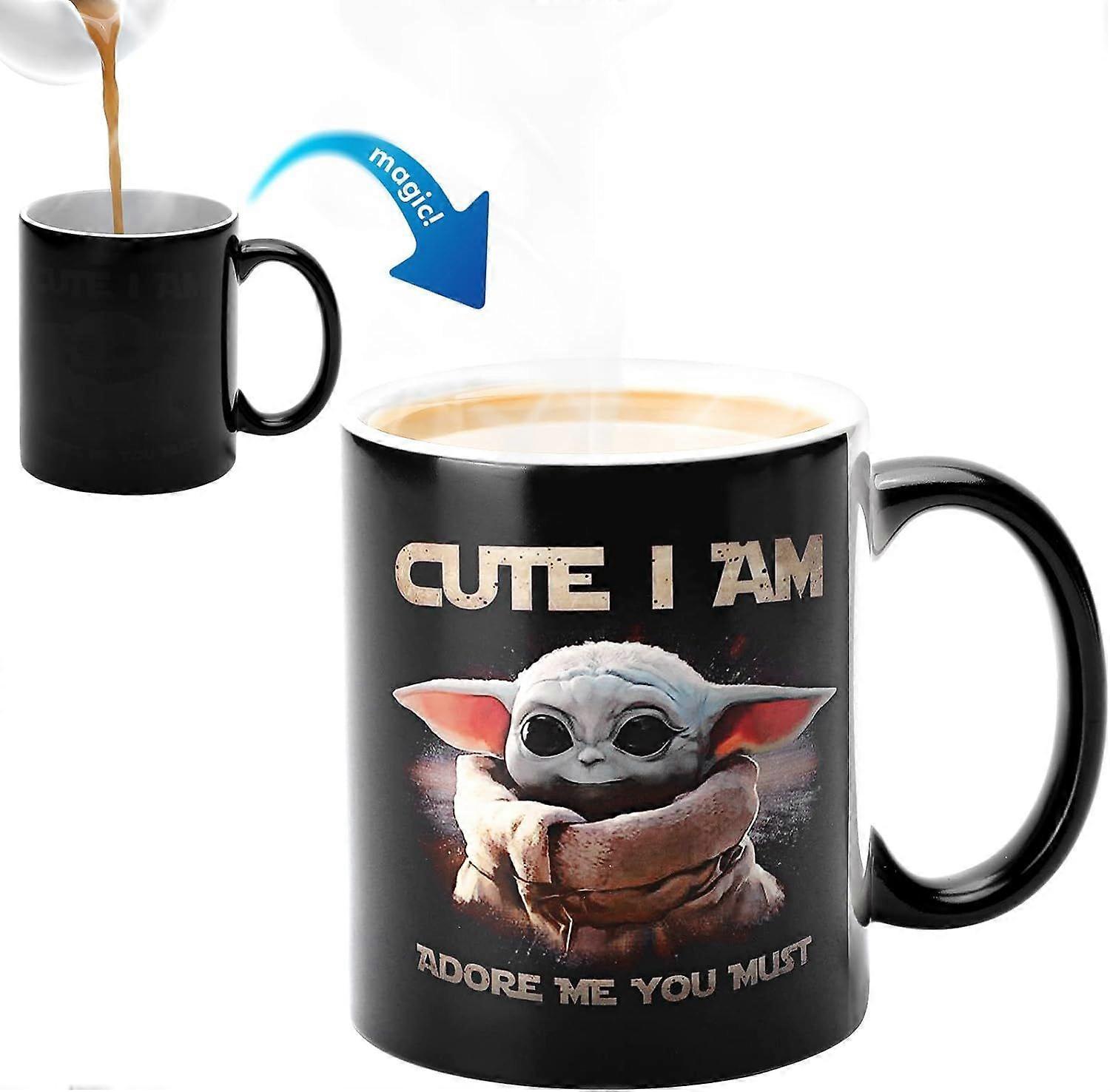 Wmancok 325ml Wärmeempfindlicher Becher Aus Magischer Keramik Für Kaffee, Tee Oder Milch. Das Bild Von Yoda Baby Erscheint, Sobald Eine Heiße Flüssigkeit Eingefüllt Wird.