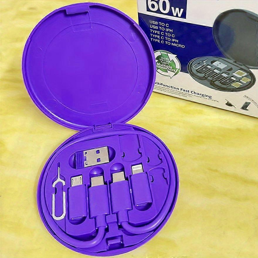 Kit De Câble Usb-c 5 En 1 60 W Avec Adaptateur Otg, Étui De Rangement, Outil D'Éjection De Carte Sim Et Câble De Données À Charge Rapide Pour Smartphones Et Appareils Type-c Et Micro-usb.