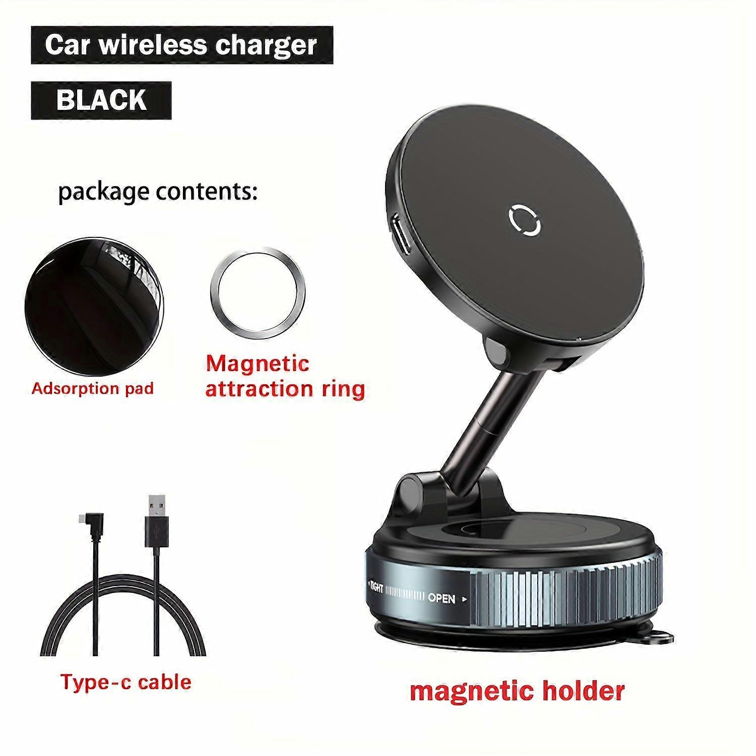 Support De Chargeur Magnétique Sans Fil Pour Voiture, Support De Téléphone À Ventouse Réglable À 360°, Charge Rapide Pour Smartphones Compatibles Magsafe Et Qi