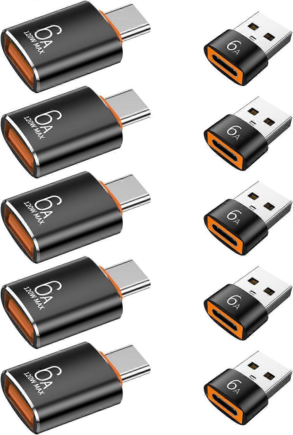 Lot De 10 Adaptateurs Usb-c Vers Usb 10 Gbit/s/120 W Et Chargeur Usb-c Mâle Vers Usb-c Femelle 3.1, Compatibles Avec Macbook Pro/air, Iphone 16/15 Pro Max/15 Plus/14/13/12 Et Samsung.