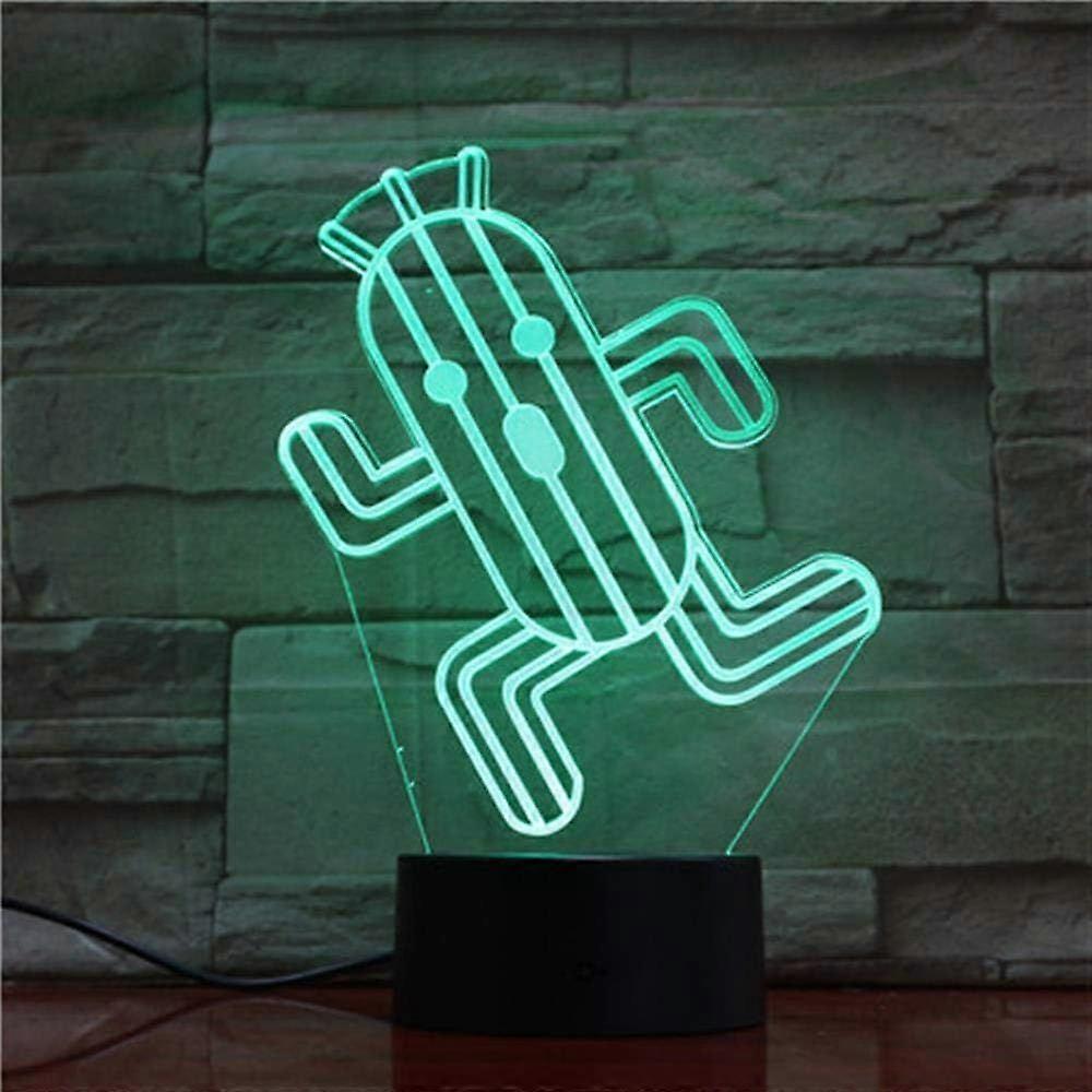 3d-led-kaktus-nachtlicht Für Kinder, Originelles Kaktus-nachtlicht Fürs Schlafzimmer, Dekorative Lampe, Ideales Geschenk Für Jungen, Mit Fernbedienung