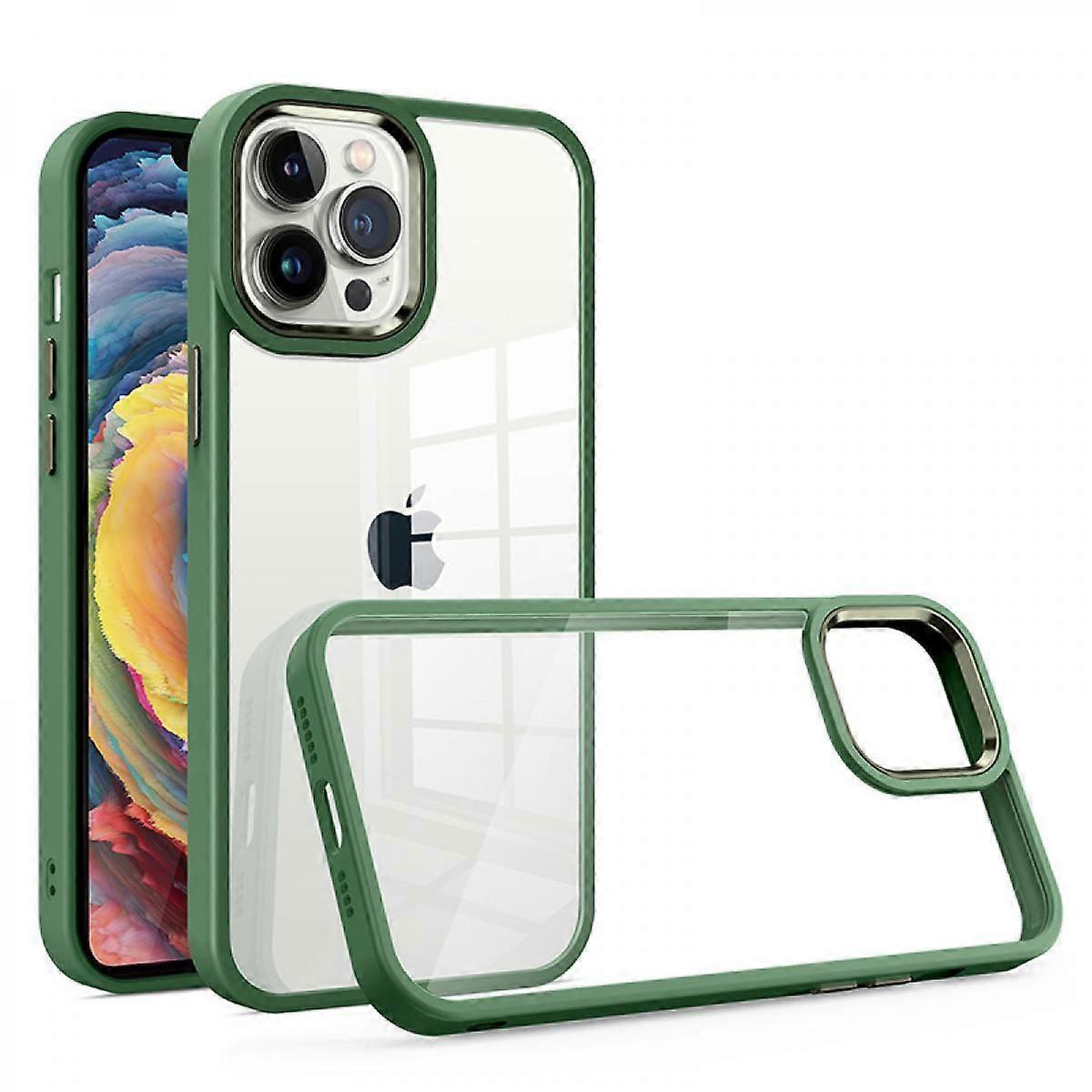 Schutzhülle Für Iphone 13 Pro Max, Rundumschutz, Stoßfeste Hülle Mit Metall-kamerarahmen (transparentes Mintgrün)