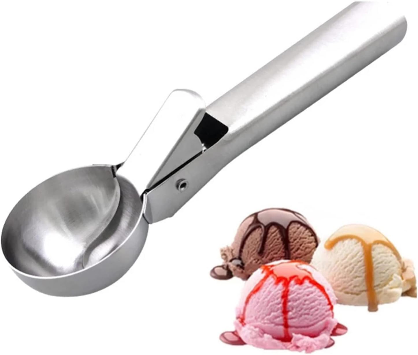 Eiskugelportionierer Aus Edelstahl Mit Ergonomischem Griff Für Den Privaten Und Professionellen Gebrauch – Ideal Für Eishockey (430 Silber Klein)