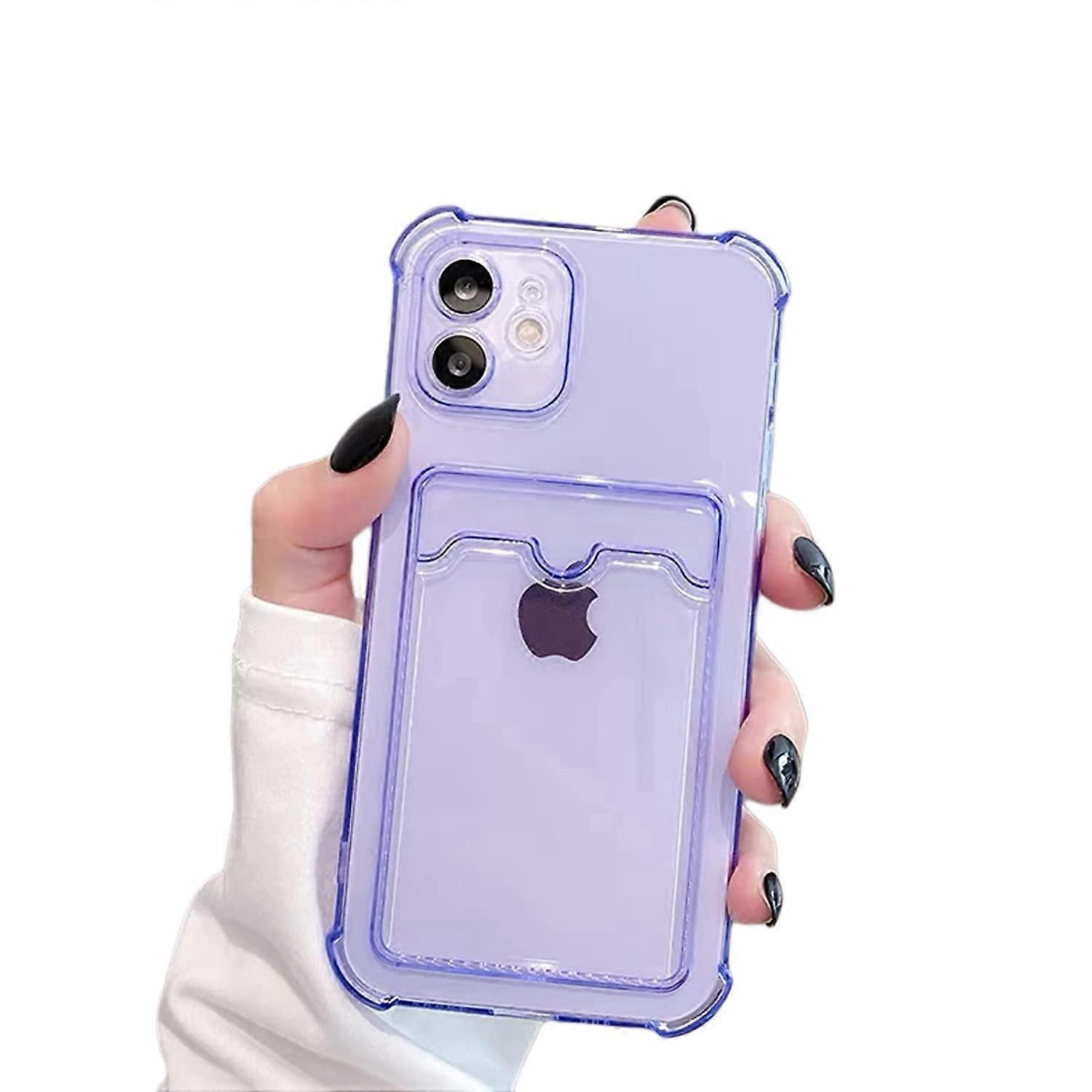 Iphone 11 Hülle, Verbesserte Transparente Hülle Für Iphone 11 (6,1 Zoll), Schlanke Und Schützende Stoßdämpfende Tpu-wallet-hülle Mit Kartenfach – Lila