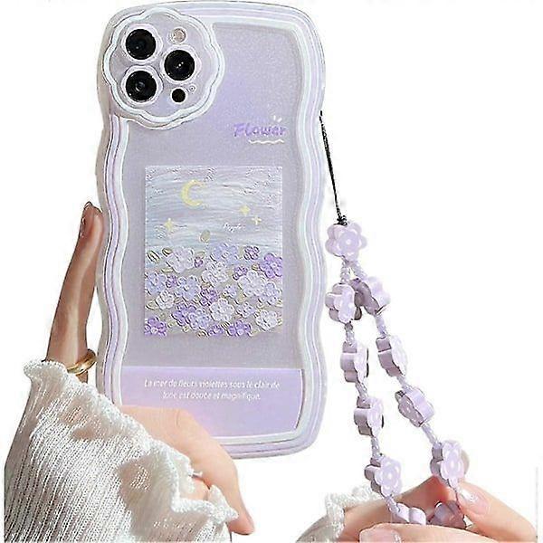 Hülle Kompatibel Mit Iphone 14 Pro Max Mit Hübschem, Lila Blumenmuster – Stilvoll Und Ideal Für Frauen Und Teenager. Inklusive Linsenschutz Mit Blumenmuster.