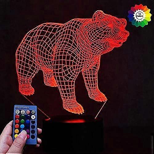 Kreatives 3d-nachtlicht In Eisbärform, Usb-betrieben, Mit Touch-schalter Und Fernbedienung, Led-dekoration, Optische Illusion, 3d-lampe Mit 7/16 Wechselnden Farben Für Kinder