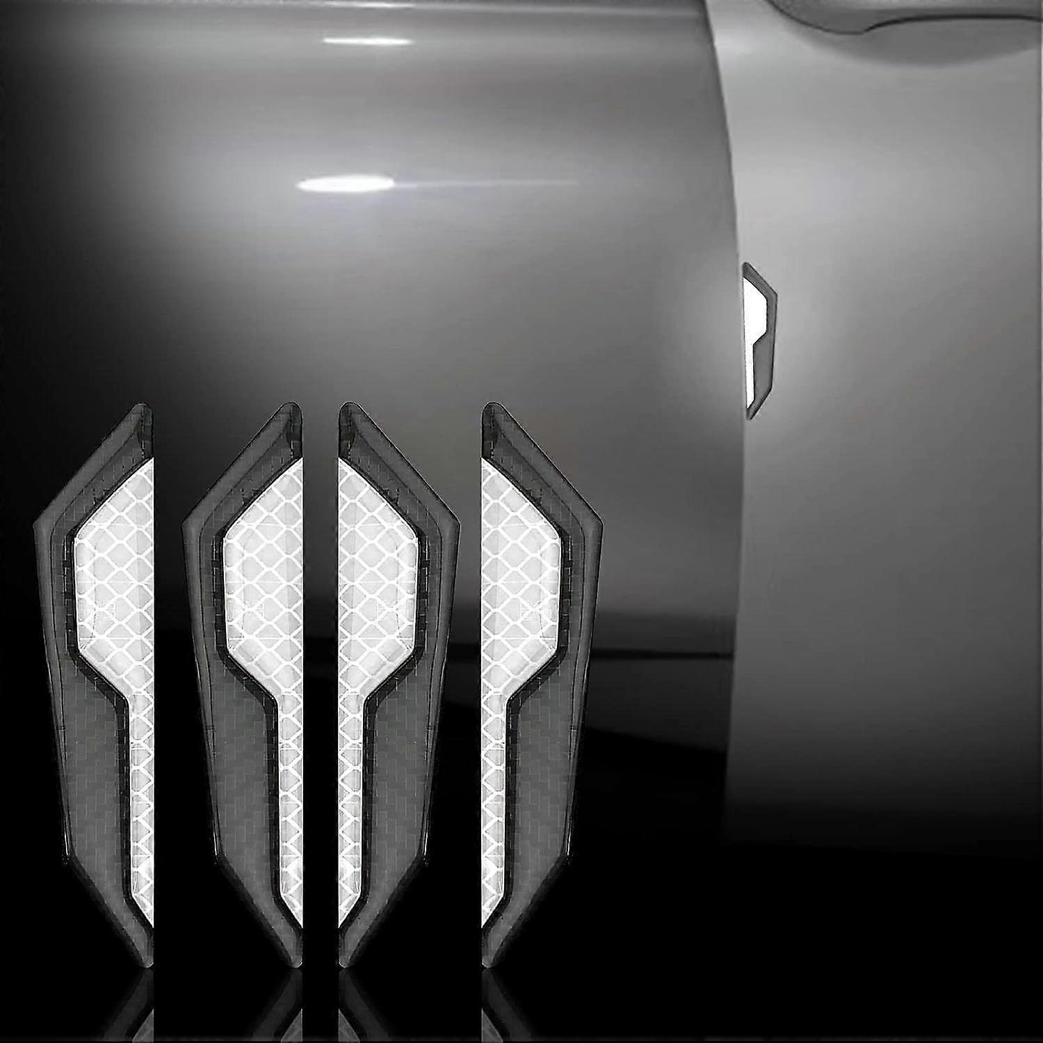 Set Mit 4 Universellen Carbonfaser-aufklebern Für Autotüren, Reflektierender Seitenschutz Und Sicherheitsdekoration Für Pkw, Lkw Und Pickups (weiß)