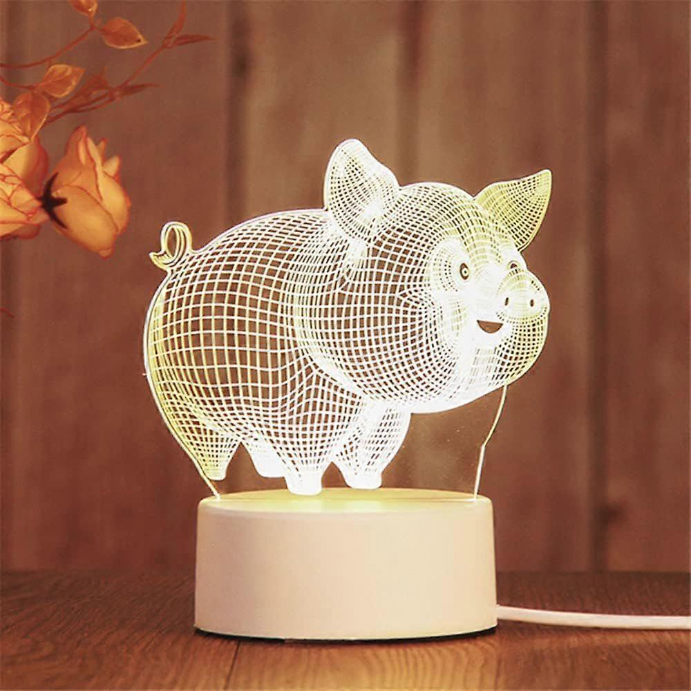 Miniatur-3d-nachtlicht, Led-lampe Zum Einstecken Fürs Kinderzimmer, Geschenk Für Mädchen, Mondlampe, Tischlampe, 3d-schwein