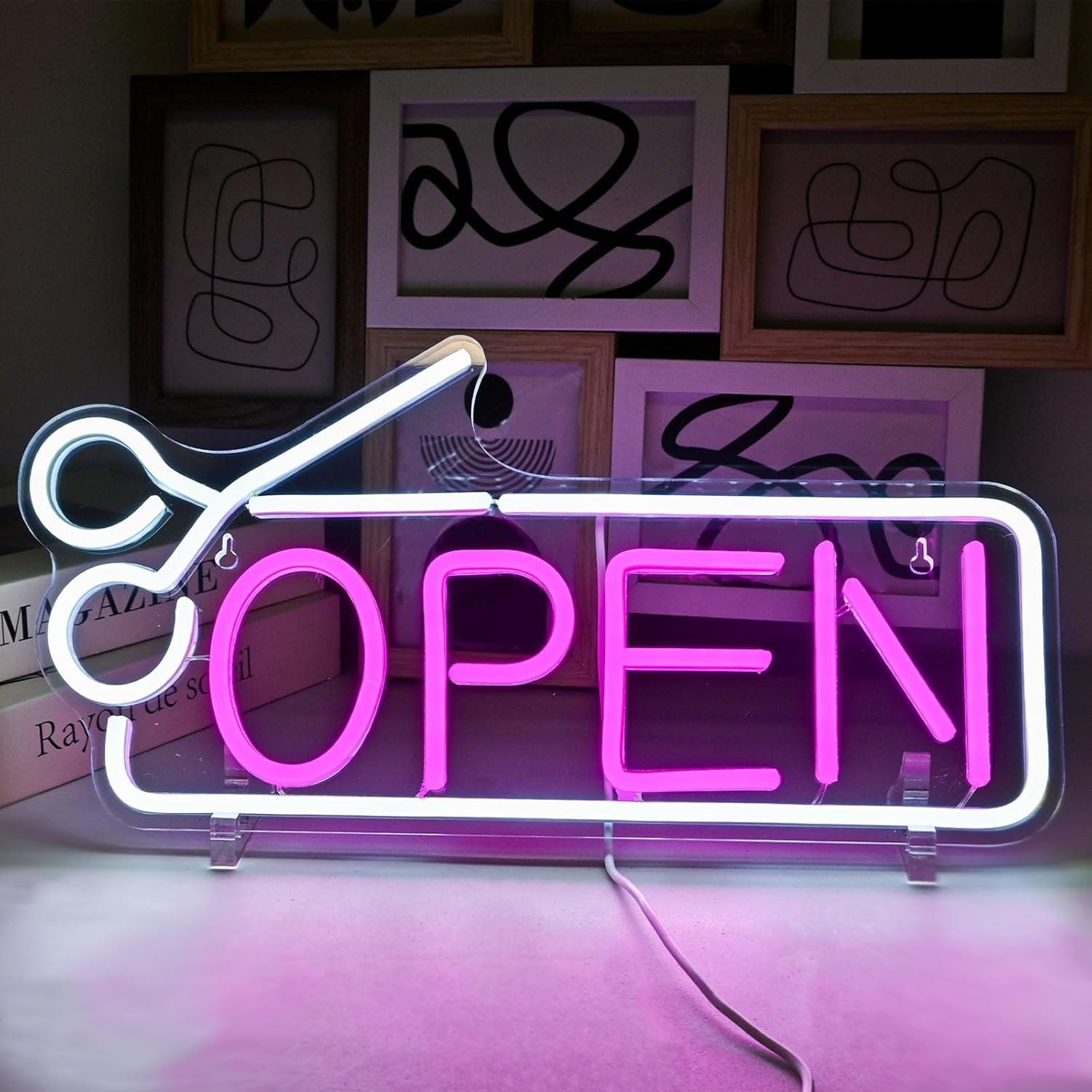 Pinkfarbenes Und Weißes Led-neonlichtschild, Usb-betrieben, Mit Schalter, Ideal Zur Wanddekoration In Bars Und Friseursalons.