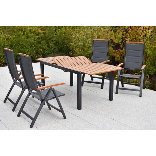 Tino Set 5tlg Alu/textil Ausziehtisch 150 (200) X 90 Cm Bild 4