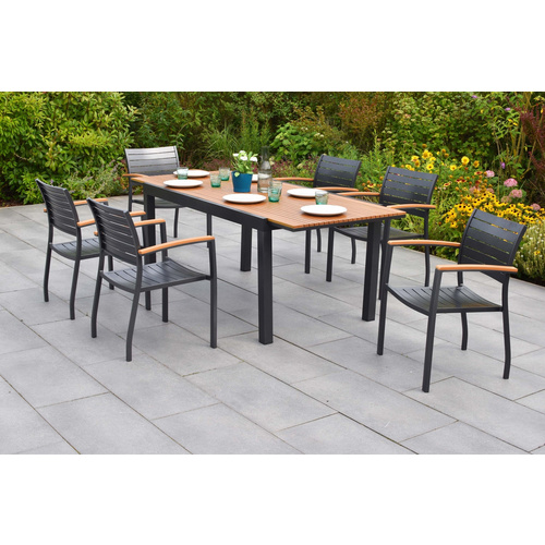 Astros Set 7tlg Alu/kunststoff Ausziehtisch 150 (200) X 90 Cm Bild 3