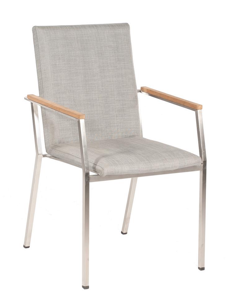 Stapelsessel Superior Edelstahl / Textil Gewebe Silbergrau (quick-dry-foam) Sonne