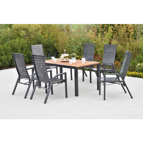 Siros Set 7tlg.6 Sessel, 1 Tisch, 150 X 90 Cm, Alu Akazie Bild 4