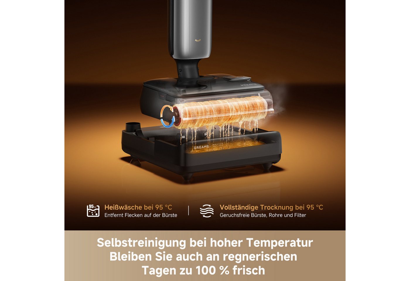 Dreame - T16 Pro Heat - Nass- Und Trockensauger, Extrem Flach Mit 9,85 Cm, Wischen Mit 90 °c Heißem Wasser, Ölbeseitigung, Drei Kanten Bild 5