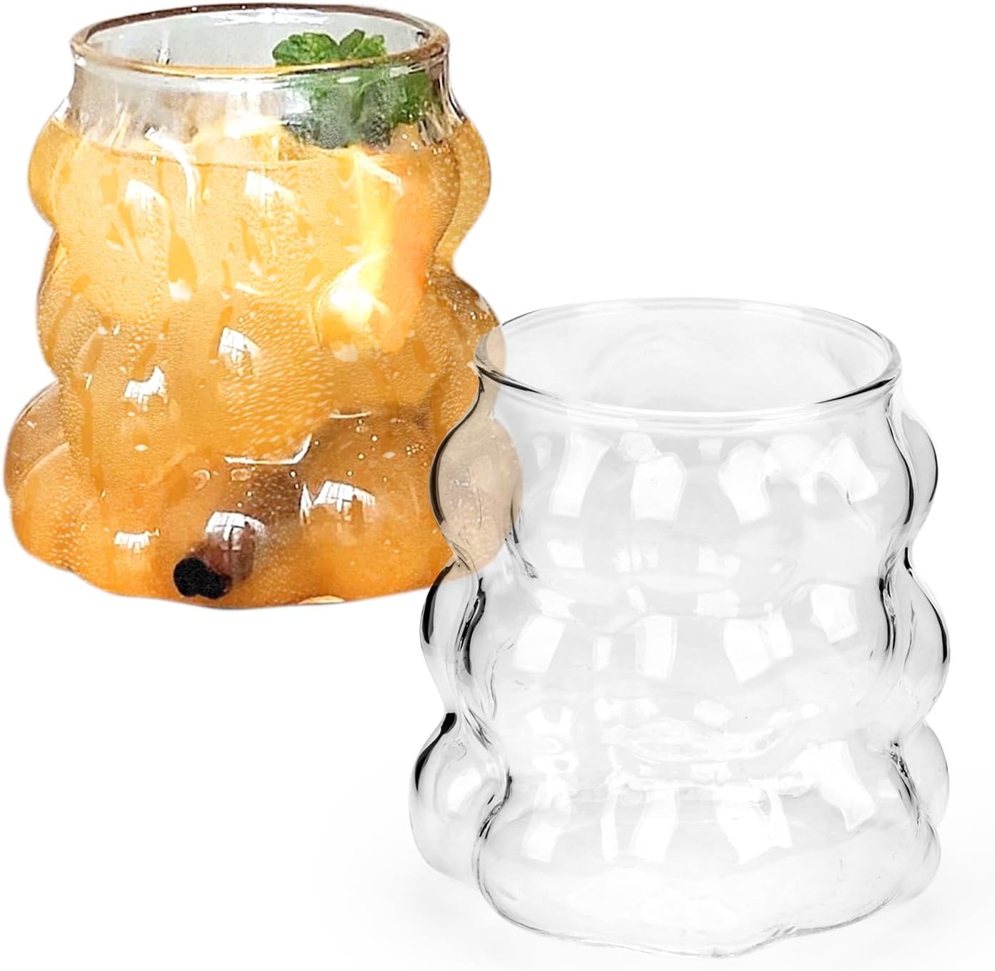 Gläser Und Trinkgläser, 350-ml-wassergläser, Bubble-gläser Für Eiskaffee, Latte Macchiato, Matcha-gläser, Mojito-gläser, Ausgefallene Trinkgläser, Spülmaschinenfest (2er-set)