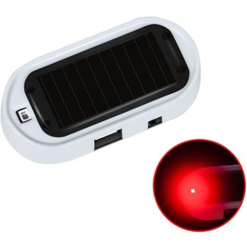 Alarme De Voiture Lumière Led, Voyant D'Avertissement Solaire De Voiture Alarme De Voiture Factice À Énergie Solaire Avertissement De Cambrioleur Lampe Flash Pour Voitures Camions Suvs,rouge