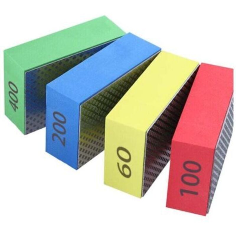Paquet De 4 Tampons De Polissage Diamantés À La Main, Verre, Tampons De Meulage Pour Carreaux De Céramique, 4 Niveaux De Rugosité 60 100 200 400 Grains Mohs 10 Dureté