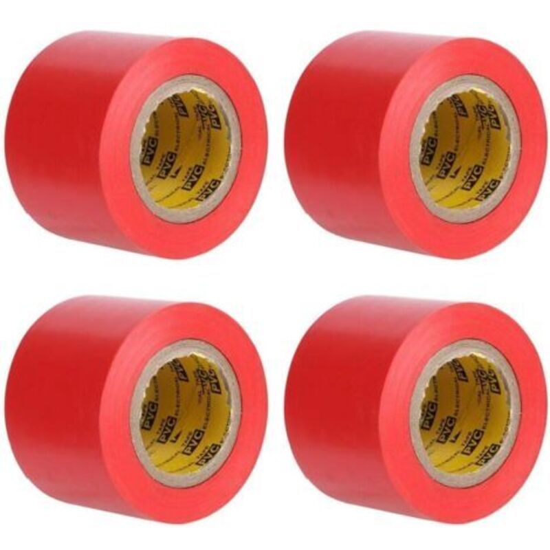 4 Pcs Ruban Électrique Électricien Pvc Film Étanche Électrique Isolé Ruban D'Étanchéité Réparation Outils,taille:4,4 Cm De Large, 11 M De Long(rouge)