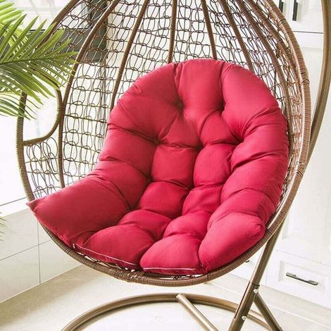 Balançoire Suspendue Panier Coussin,hanging Egg Chair Hammock Tapis Chaise Siège Amorti Fauteuil Coussin Déhoussable，burgundy,ninclut Pas La Gondole