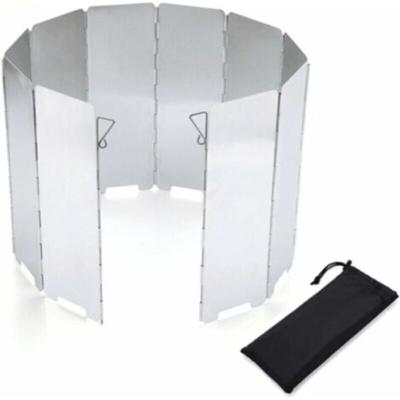 Wind Protection Réchaud À Gaz Pliable En Aluminium Protection Contre Le Vent Réchaud De Camping Avec 10 Lattes En Aluminium, Pare-vent Pour Réchaud De Camping Grill Extérieur-