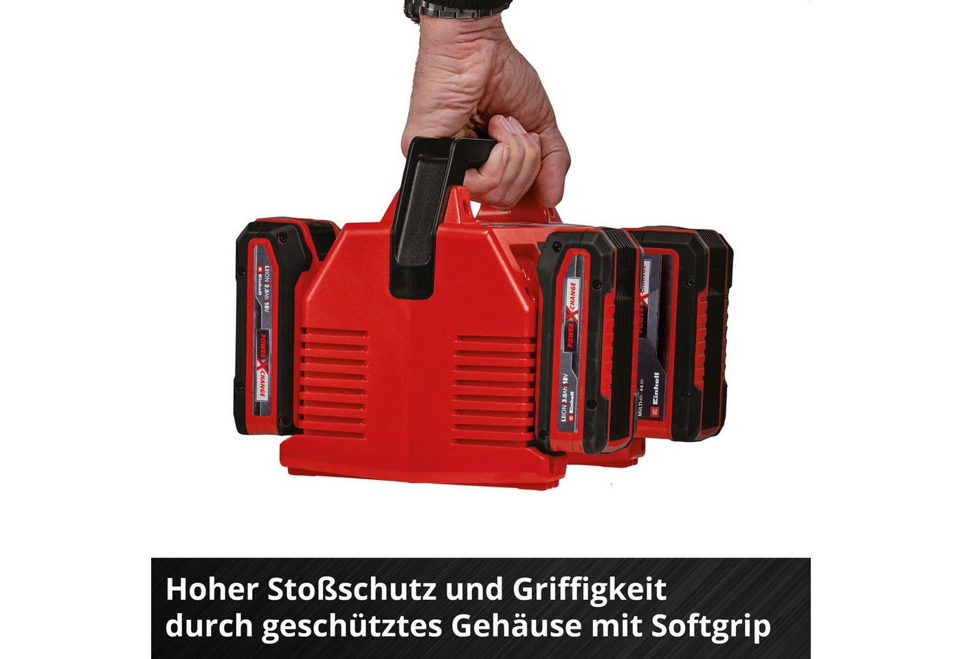 Original Einhell Kit Pxc 4x 5,2 Ah & Quattrocharger 4 A (18 V, 1260 W, 4 Akkus + 4-ampere-ladegerät, 2x2 Akkus Parallel Laden, 80 Min Ladezeit, Power X-change, Li-ion) Bild 3