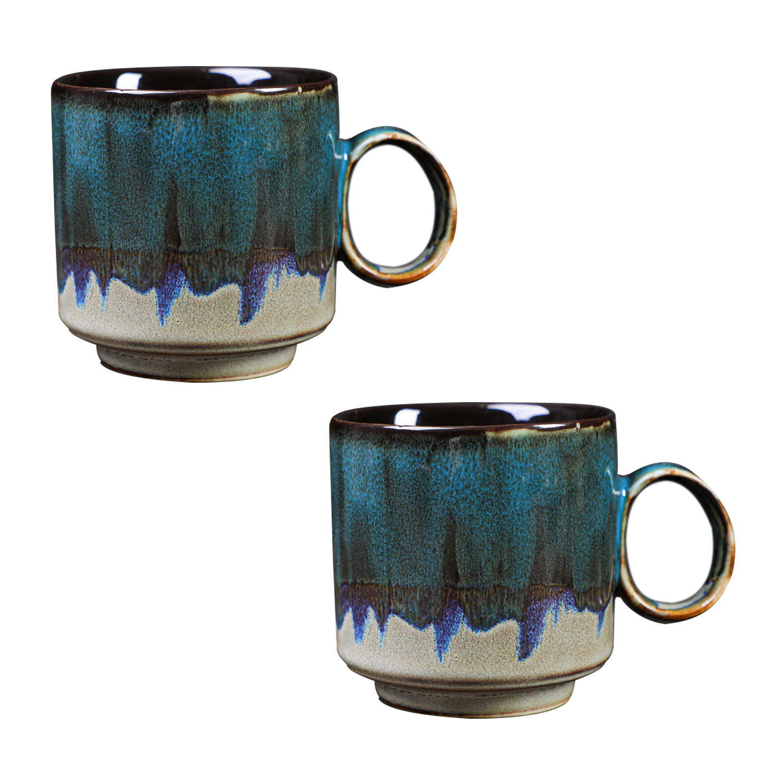 Kaffeetasse Aus Ofengebrannter, Glasierter Keramik Mit Großem Fassungsvermögen Und Großem Henkel – Ideal Für Zuhause Und Büro.