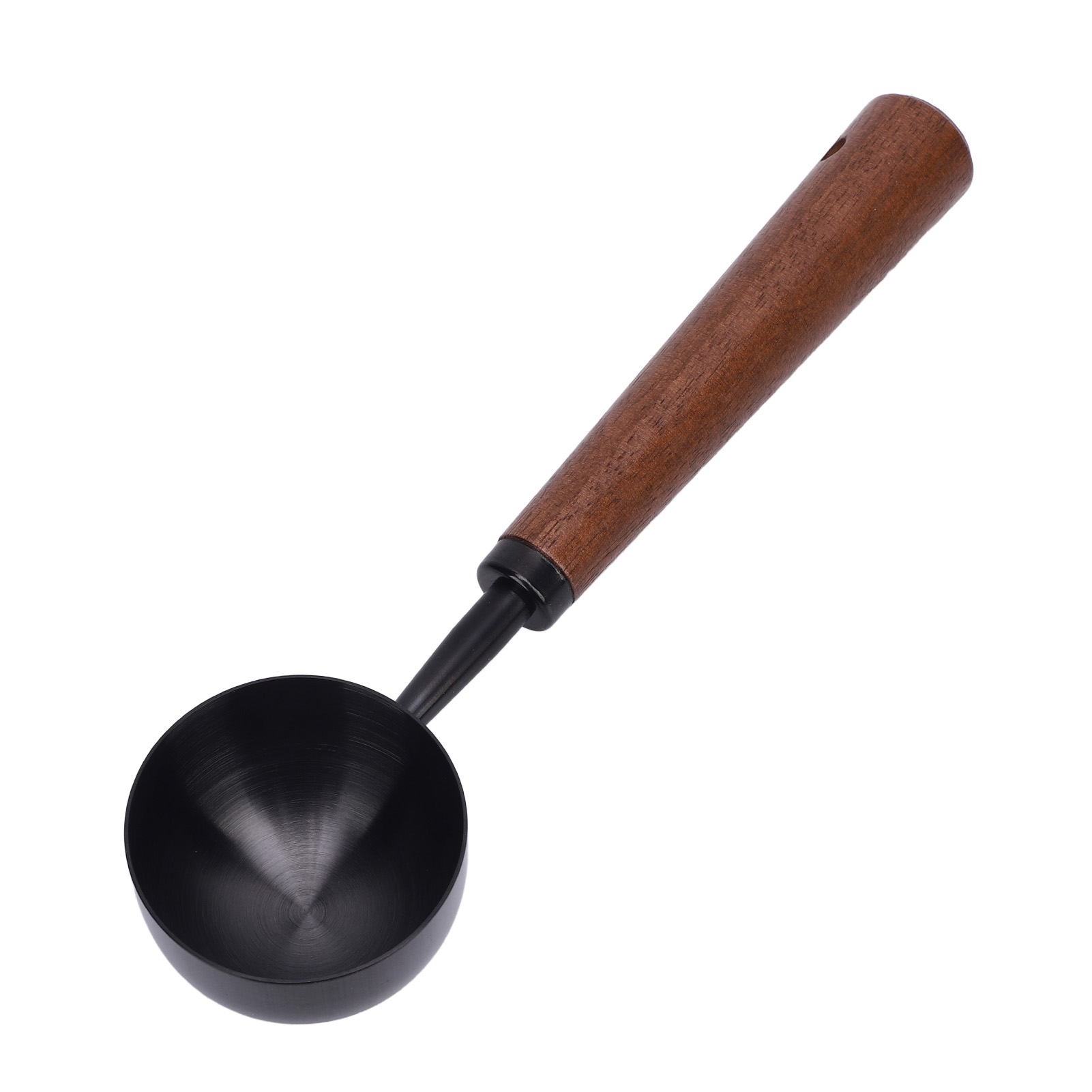 Kaffeemesslöffel Aus Edelstahl 304, Langer Holzgriff, Multifunktionaler Küchenlöffel, Große Größe, Schwarz.