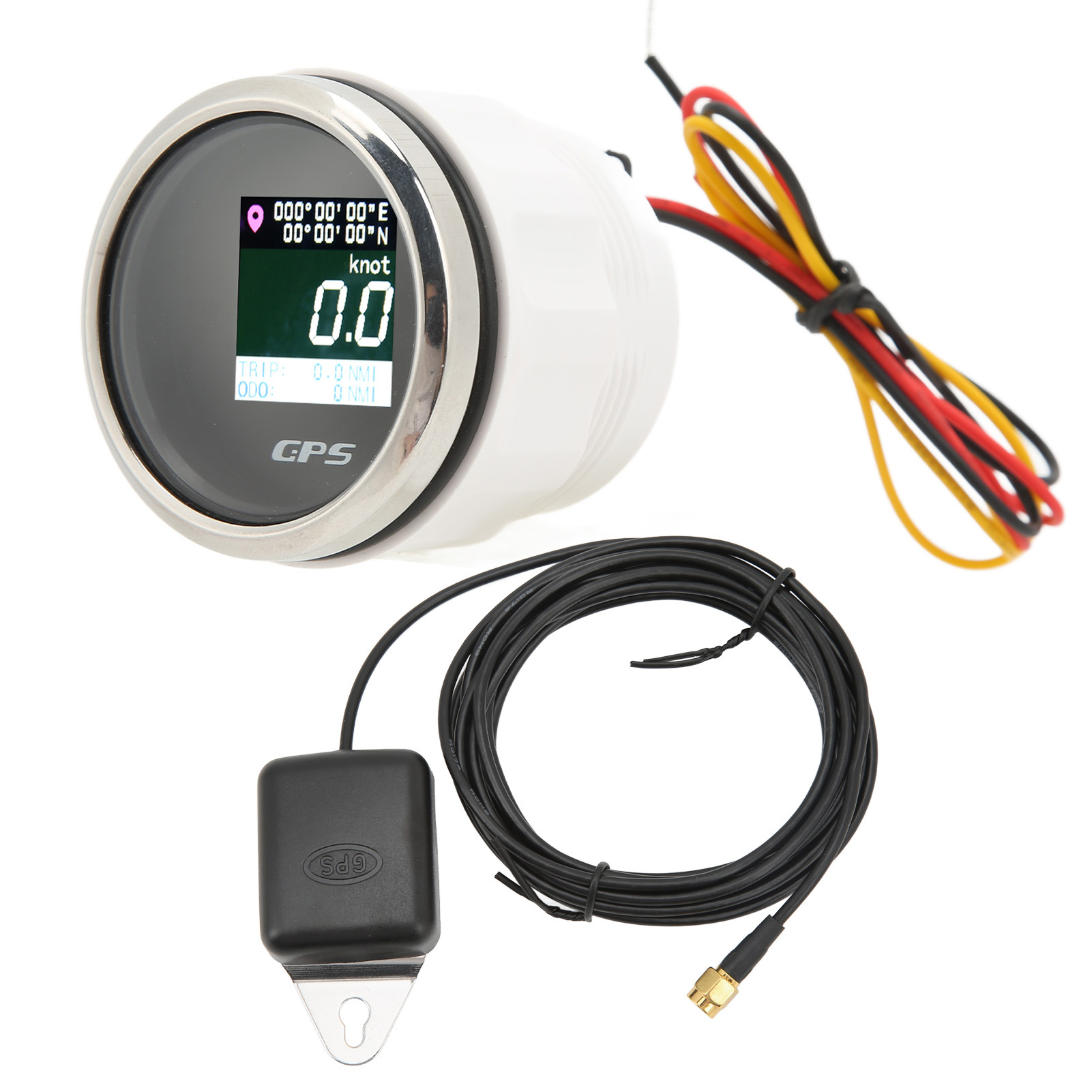 52-mm-gps-tachometer, Kilometerzähler, Kilometerzähler, Lcd-anzeige, 9–32 V Gleichstrom, Für Wohnmobile, Boote, Yachten, Fahrzeuge, Schwarzes Bedienfeld, Silberne Abdeckung