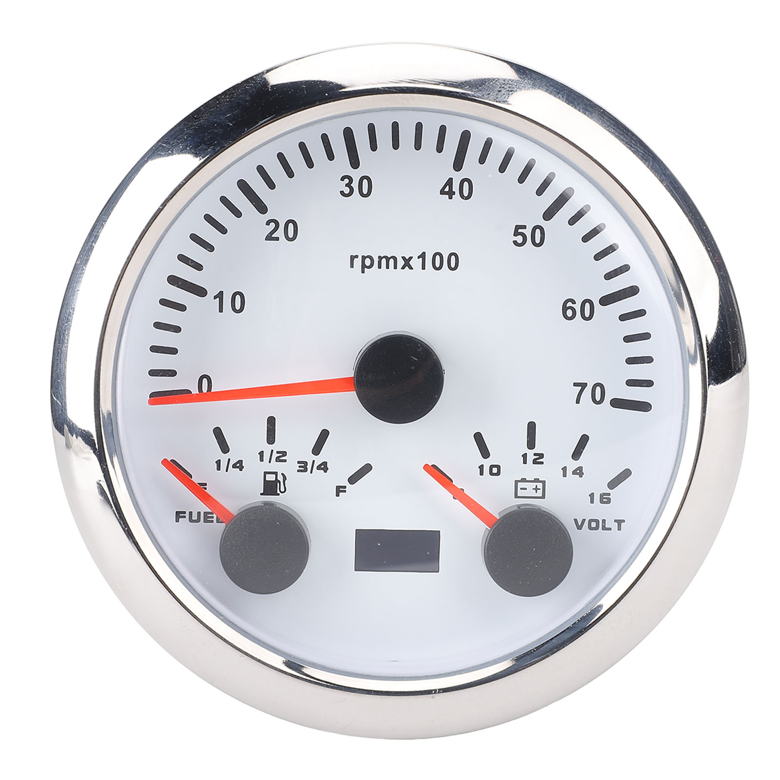 85-mm-tachometer, Tankanzeige, 8–16-v-voltmeter, 3 3/8-zoll-in-1-gerät, Drehzahlmesser Bis 7000 U/min, 7-farbige Hintergrundbeleuchtung, Für Lkw Und Pkw, Weiß, Silber