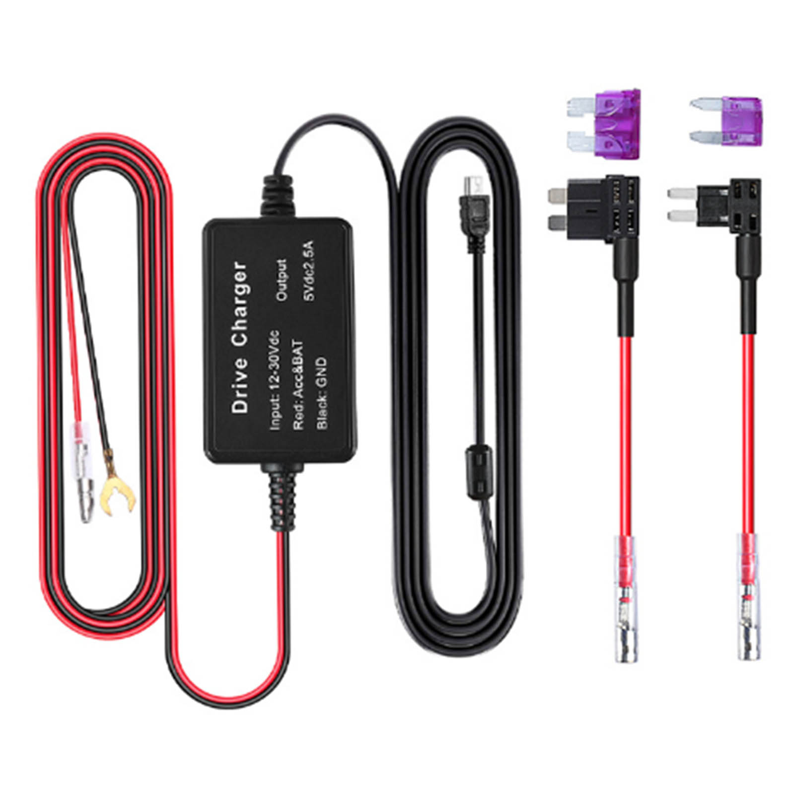 Dashcam-verkabelungsset, 12–30 V Auf 5 V Usb-adapter, Unterspannungsschutz, Kameraladegerät Für Rückspiegel, Gps-navigationsgerät, Radarwarner