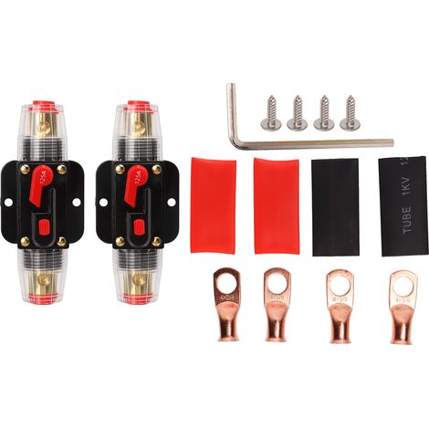 12–24-v-leitungsschutzschalter Mit Manuell Rückstellbarem Sicherungshalter, Batterieklemmen Und Schrumpfschlauch Für Auto-/boots-audiosysteme, 125 A