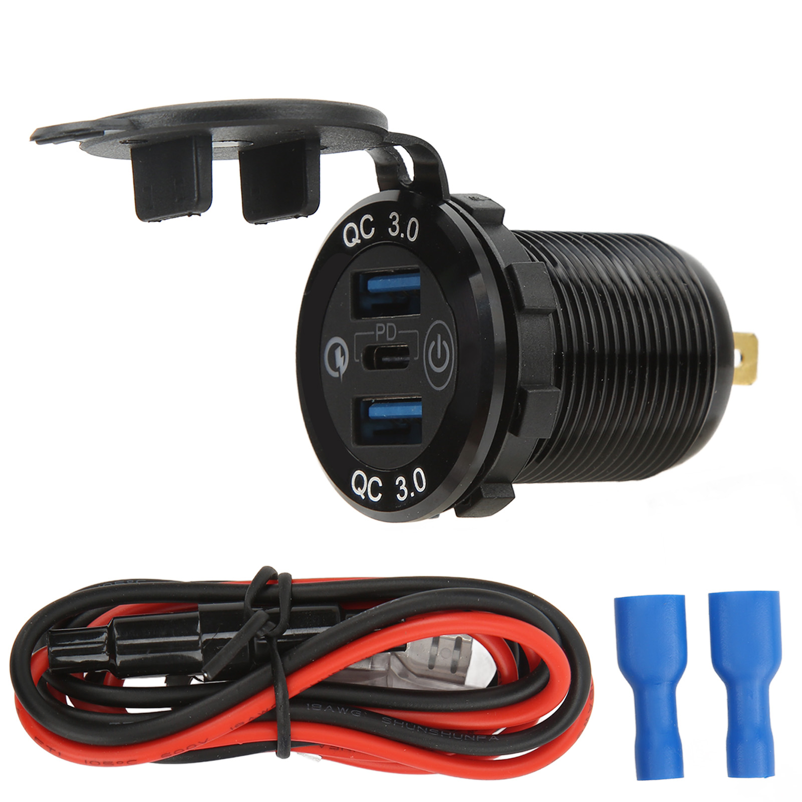 3-port-usb-ladebuchse, Mehrfacher Qc3.0-schutz Mit Wasserdichter Abdeckung Für Autos, Lkws Und Wohnmobile