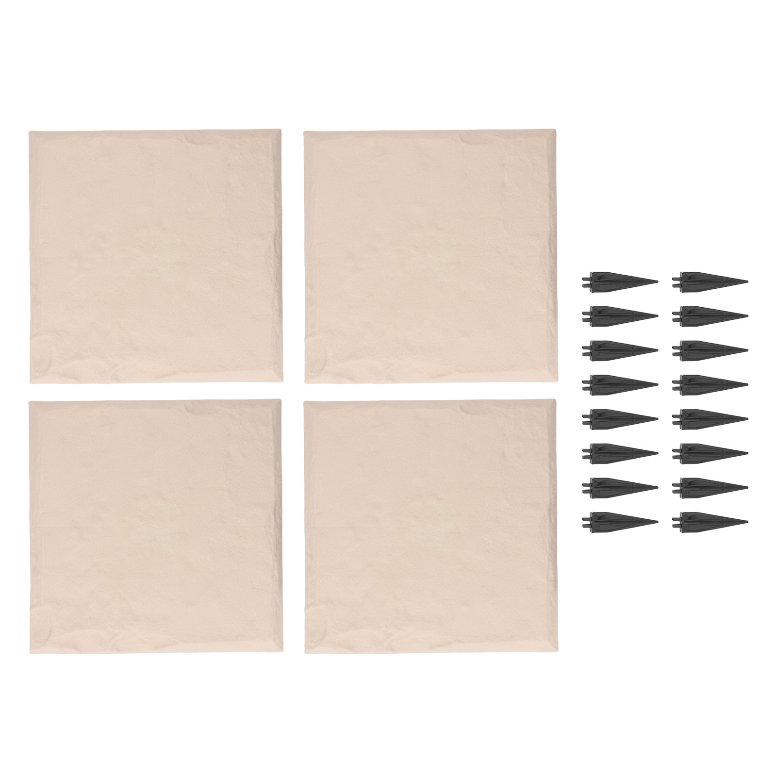Quadratische Gartenplatte Mit Befestigungspfählen Aus Polypropylenharz, Witterungsbeständig, Für Den Außenbereich, Beige Farbe.