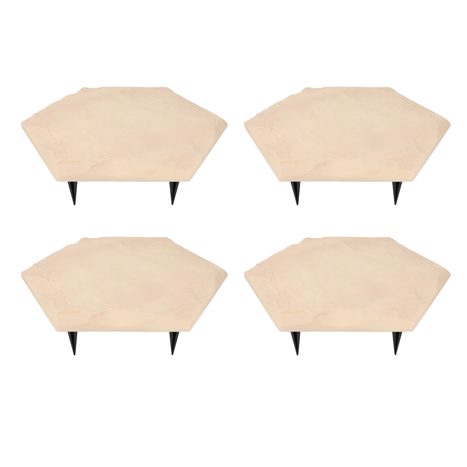 Set Aus 4 Dekorativen Terrassenplatten Mit 24 Befestigungsstäben, Wetterfest, Ideal Für Gärten, Terrassen, Rasenflächen, Gehwege Und Pfade. Sechseckige Form, Beige Farbe.