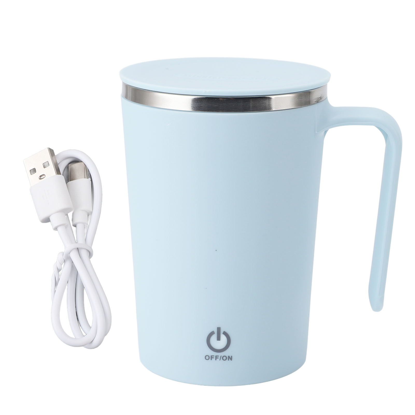 Selbstmischender Und Wiederbefüllbarer Kaffeebecher Mit Deckel, Edelstahl, Tragbar, Elektrisch, Magnetisch, Mit Automatischer Mischfunktion, 350 Ml (12 Oz), Blau.