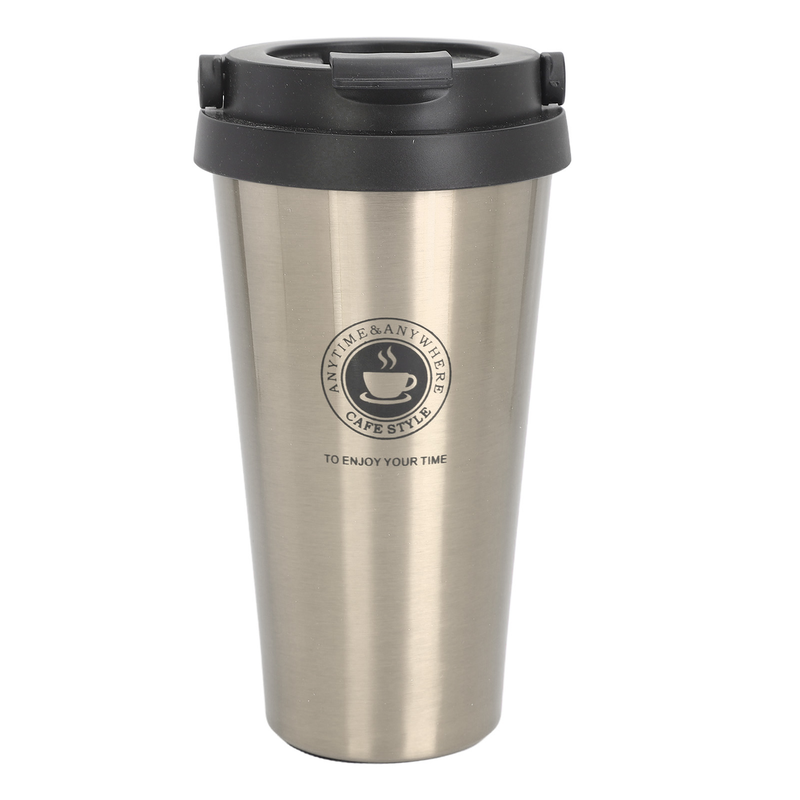 Isolierbecher Mit Deckel, Edelstahl, Tragbar Fürs Auto, Goldfarben, 500 Ml.