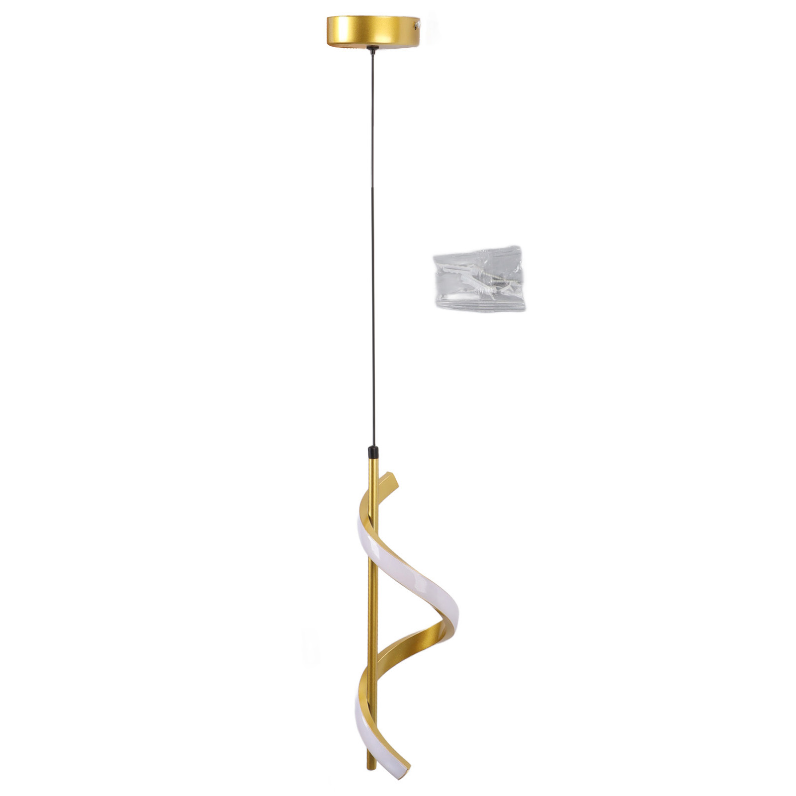 Spiralförmige Led-pendelleuchte, Goldfarben, Hohe Helligkeit, Augenschonend, Ideal Für Wohnzimmer, Café Oder Zuhause, 85 Bis 265 V, Warmes Licht.