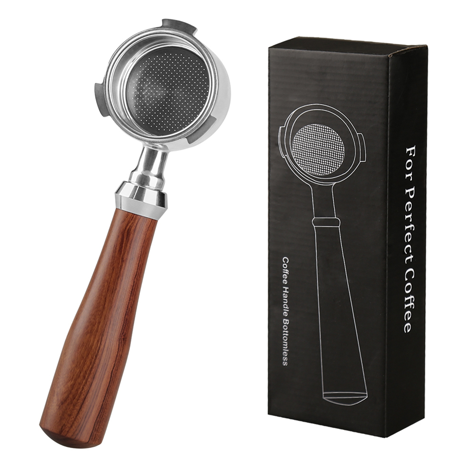 51 Mm Bodenloser Kaffeefilterhalter, Kompatibel Mit Den Espressomaschinen Delonghi Ec680 Und Ec685, Griff Aus Rosenholz (filterkorb Inklusive).