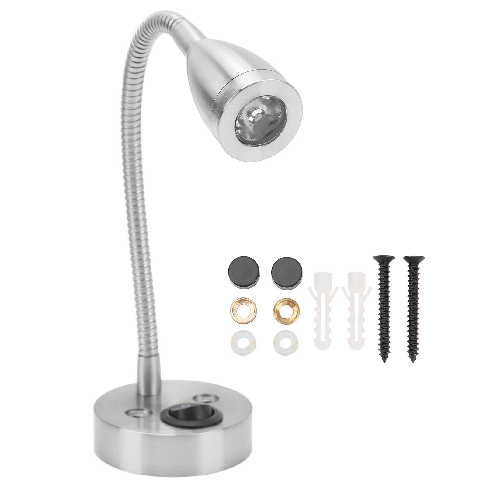 Led-nachttischlampe Für Wohnmobile, 360° Schwenkbar, Flexibler Schwanenhals, Für Boote, Wohnmobile, Lkws, Pkws, 12–24 V Gleichstrom, Silber