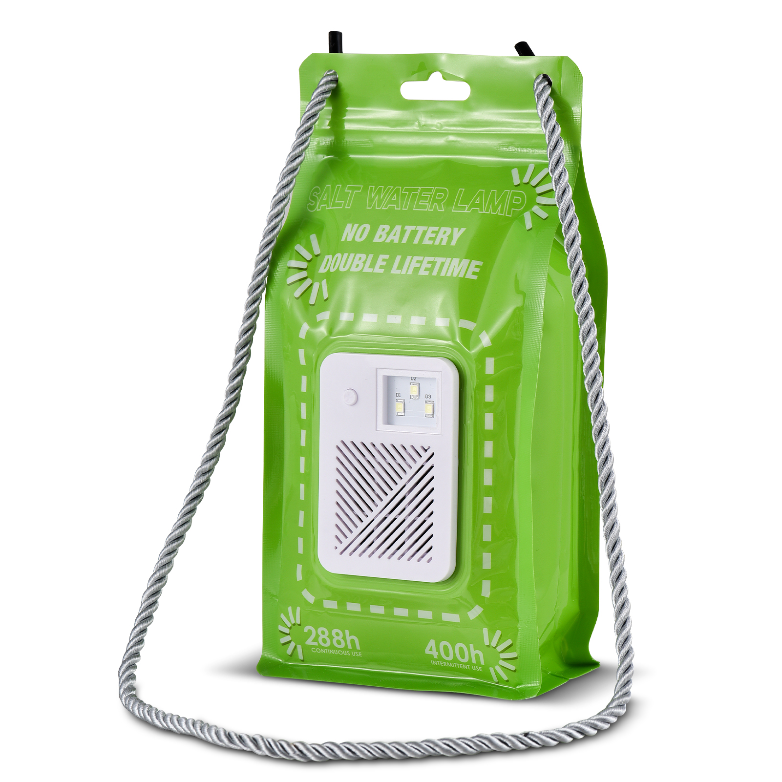 Batterielose Salzwasserlampe Mit 2 Beleuchtungsmodi Für Drinnen Und Draußen, 400 Stunden Batterielebensdauer, Ideal Zum Campen, 3 Leds, 50 Lumen, Wiederverwendbare Notfall-überlebenslampe Mit Tragekor