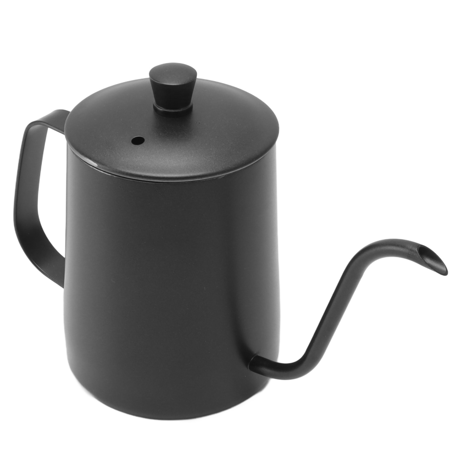 Kaffeekanne/teekanne Aus Edelstahl 304 Mit Langem, Schmalem Ausguss Und Schwanenhals Zum Manuellen Abgießen, 600 Ml, Schwarz, Mit Deckel.