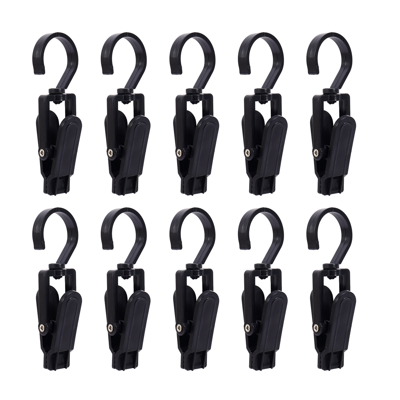 Kleiderhaken, 10er-set, Vielseitig, Robust, Drehbar, Mit Kunststoffkappe Zum Aufhängen Von Socken Und Gardinen, Schwarz.