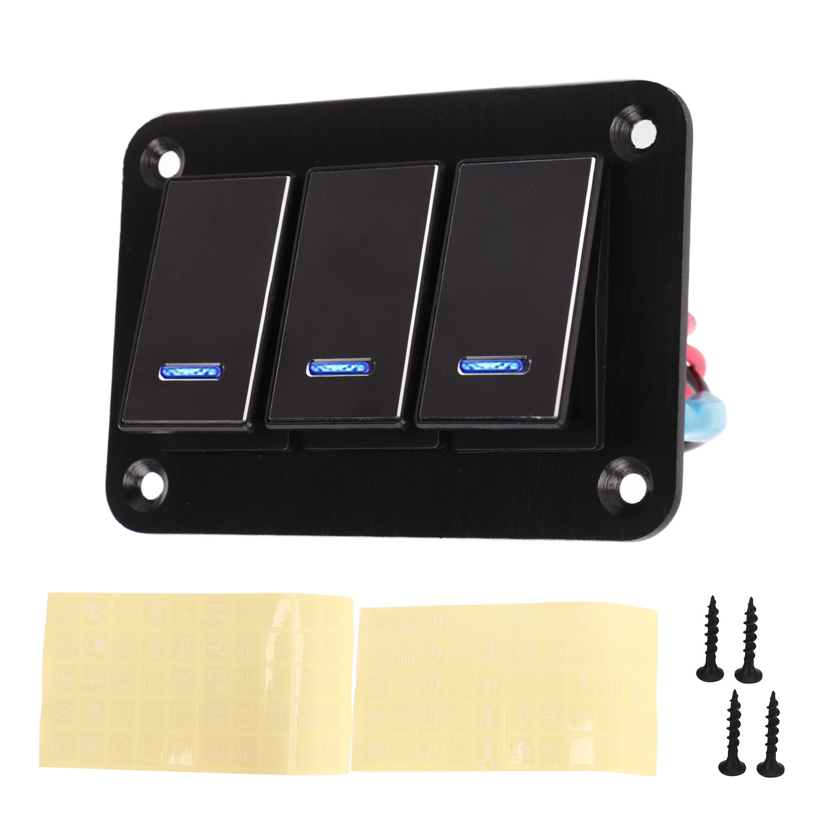 Dreifach-wippschalterfeld, Wasserdicht, Vorverdrahtet, Aus Aluminiumlegierung, Für Boote, Autos, Wohnmobile, Motorräder, Busse, Dc 12–24 V