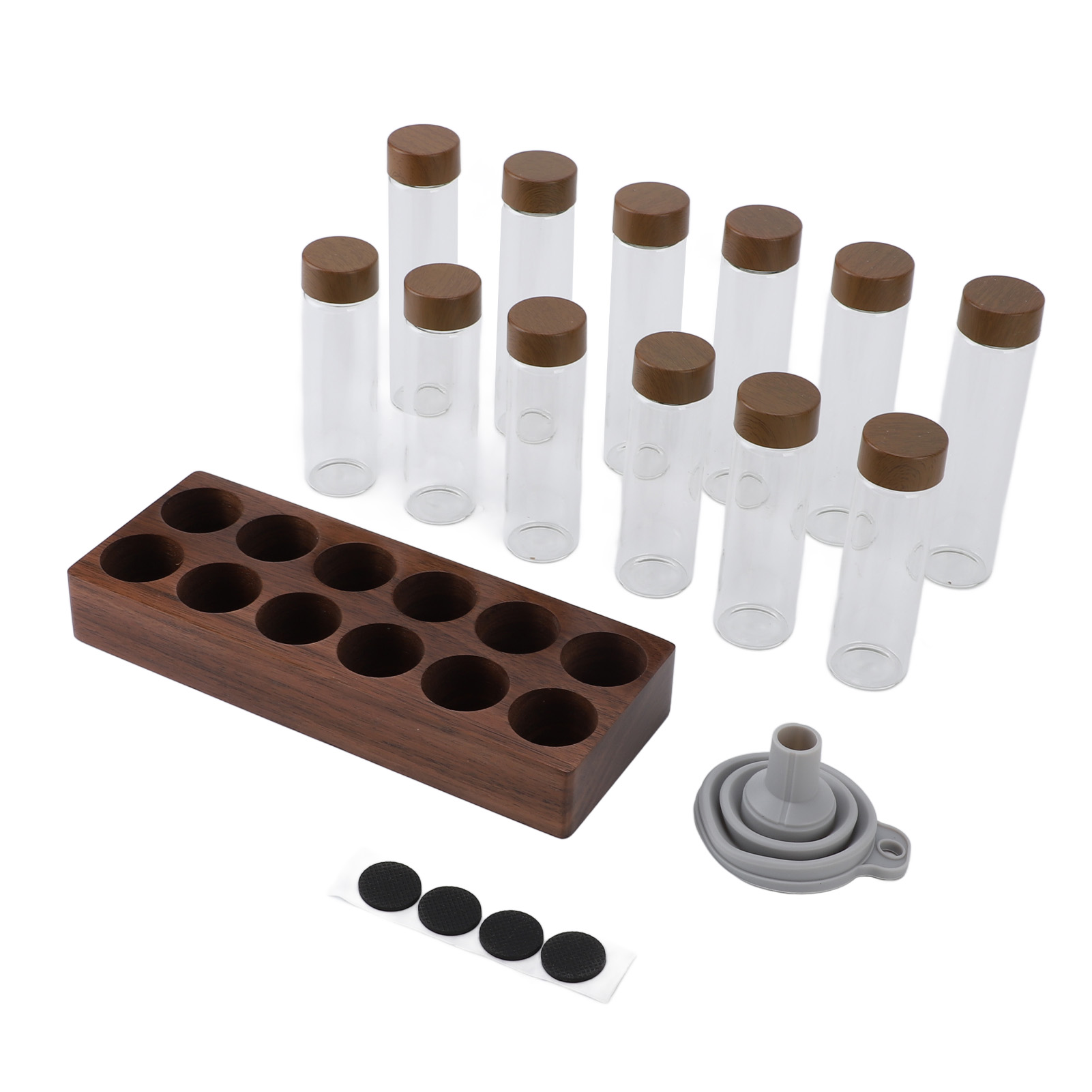 Aufbewahrungsröhrchen Für Kaffeebohnen, Luftdichte Messbecher Aus Glas Mit Nusshalter, Trichter Für Tee, Gewürze Und Süßigkeiten, 6 Verschiedene Größen, 12er-set