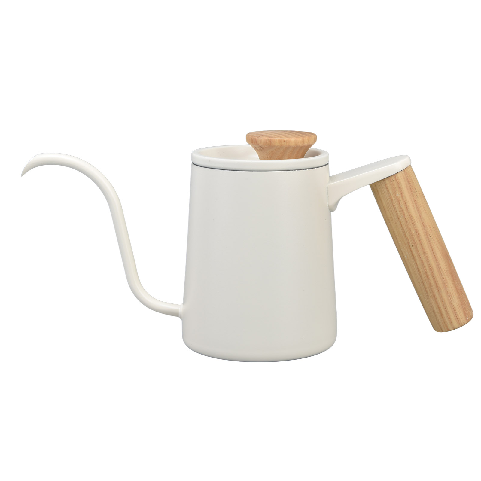 Filterkaffeemaschine Mit Edelstahlgriff, Langem Schwanenhalsauslauf, Teekanne, Mattweiß, 350 Ml.