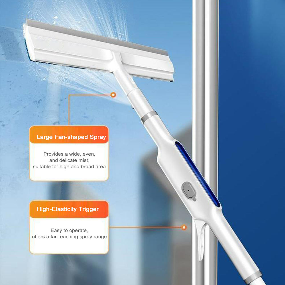 2-in-1 Ausziehbarer Abzieher Mit Sprühfunktion, Doppelseitiges Reinigungswerkzeug Mit 3 Mikrofaserpads Für Glasduschwände Und Autowindschutzscheiben